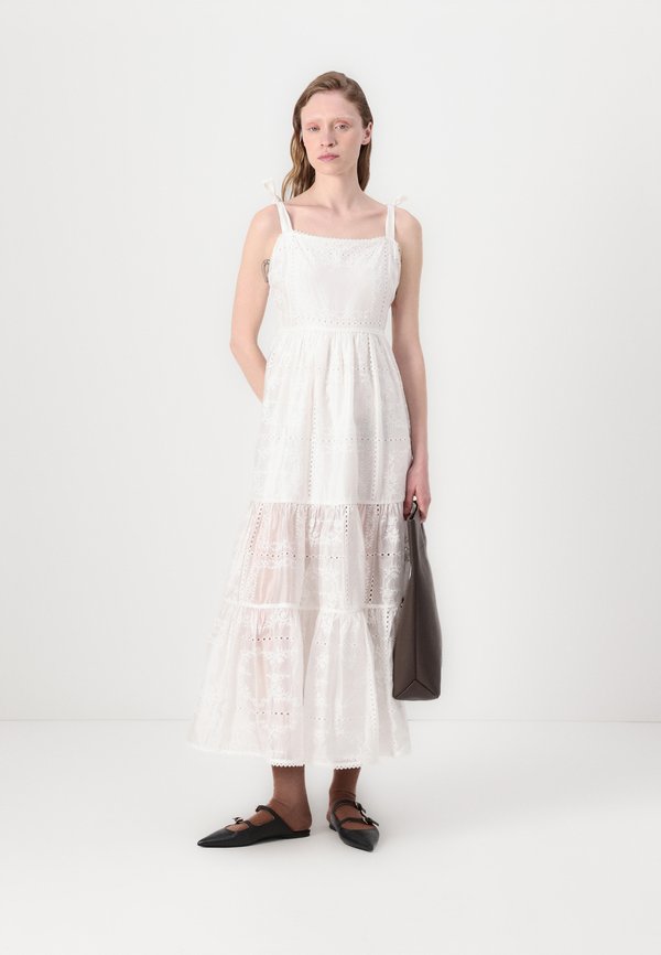 Malina ADRI EMBROIDERED TIE STRAP MAXI DRESS
