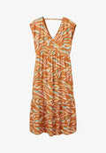 TOM TAILOR MIT ALLOVER-PRINT - Day dress - brown abstract leaf design