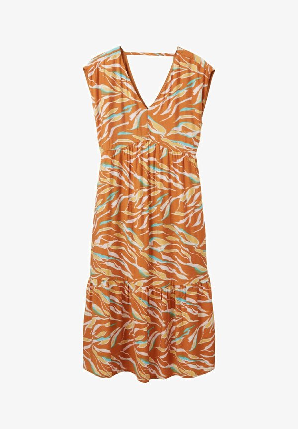 TOM TAILOR MIT ALLOVER-PRINT - Day dress - brown abstract leaf design
