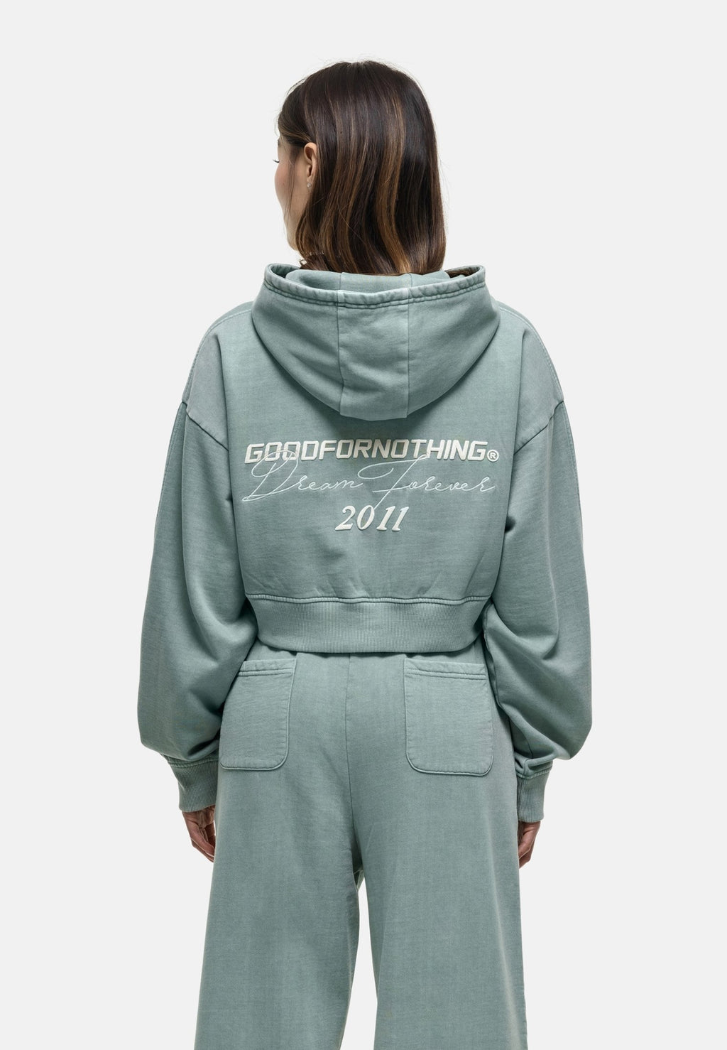 Good For Nothing FOREVER SLATE GREY CROPPED HOODIE