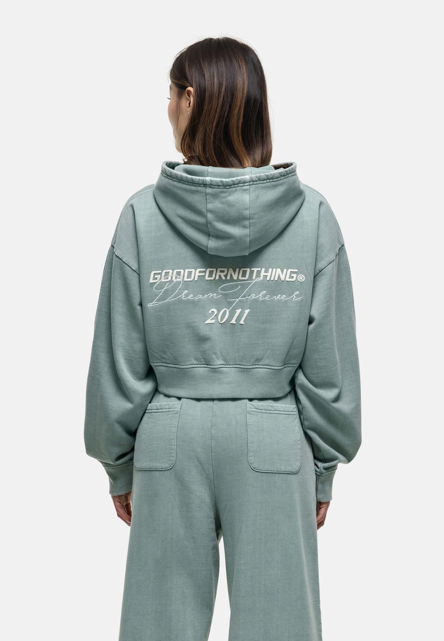 Good For Nothing FOREVER SLATE GREY CROPPED HOODIE