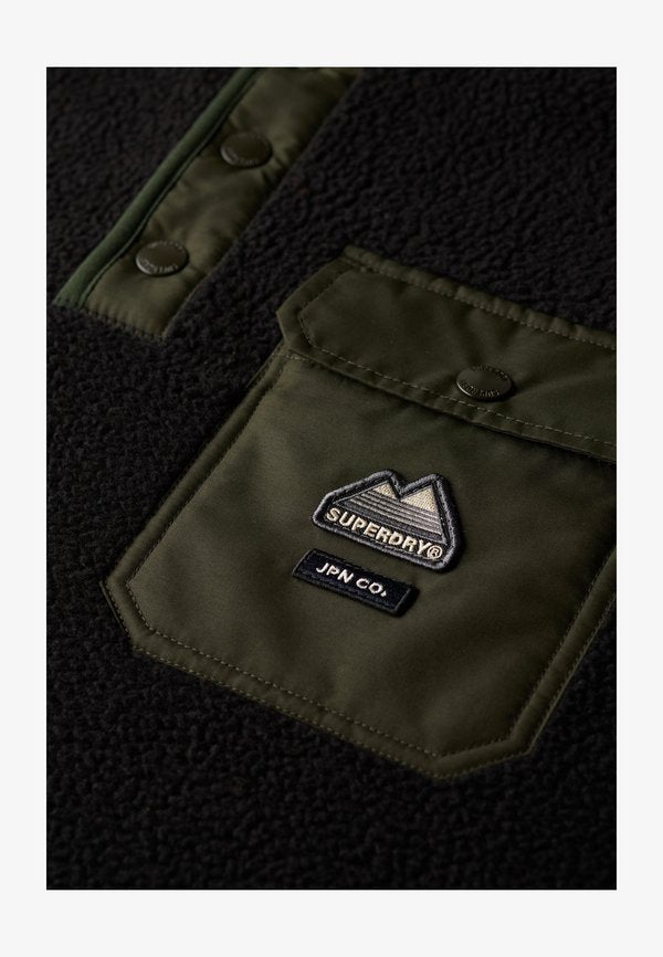 Superdry & Co FUJI HALF POPPER - Fleece jumper - black