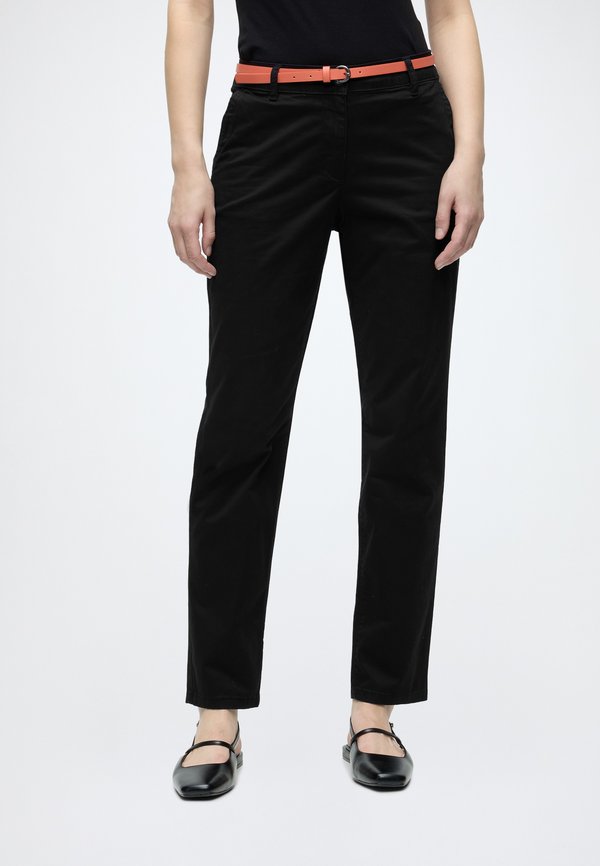 TOM TAILOR BELTED SLIM - Chinos - deep black
