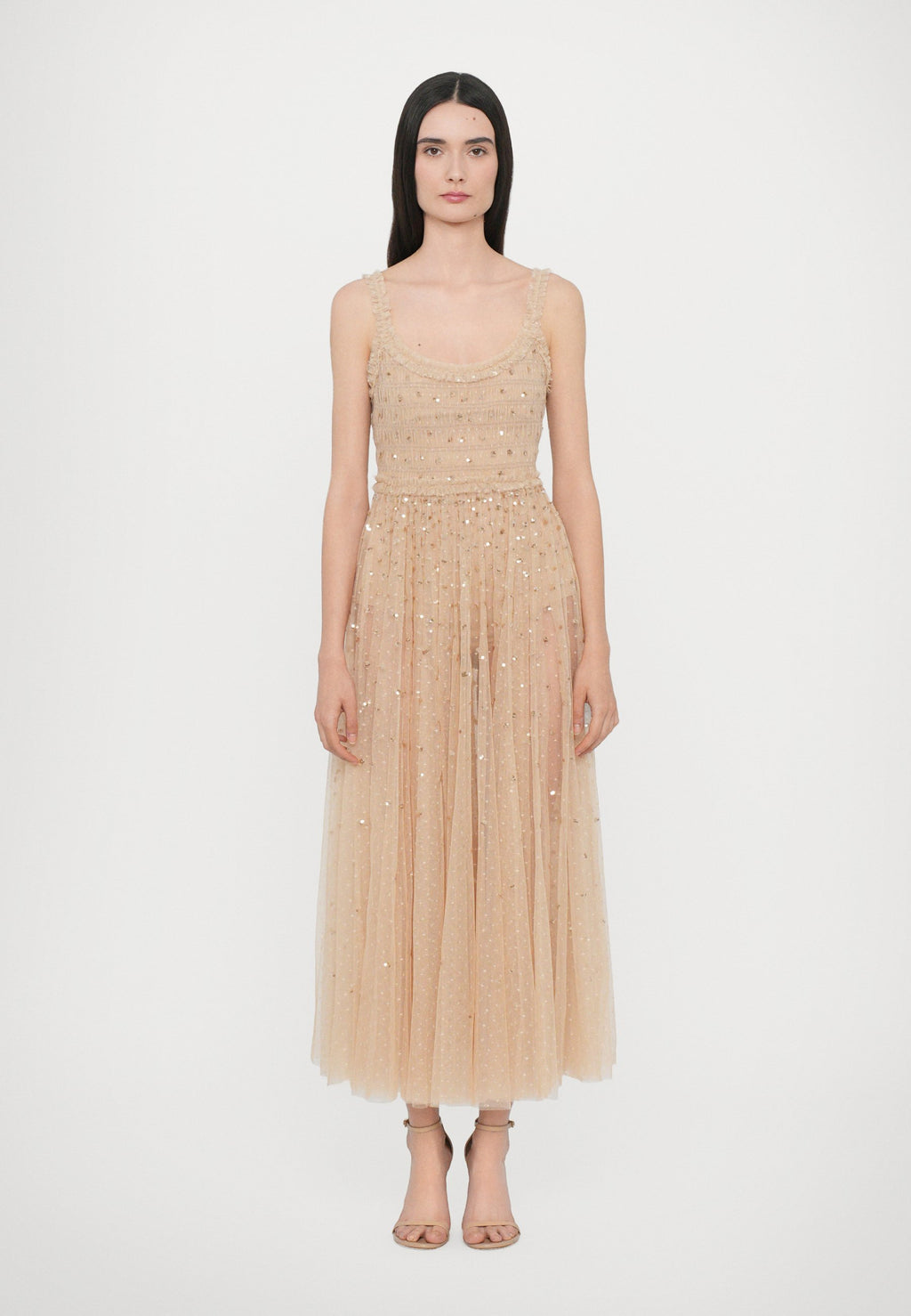 Needle & Thread SEQUIN GISELLE SMOCKED CAMI ANKLE GOWN