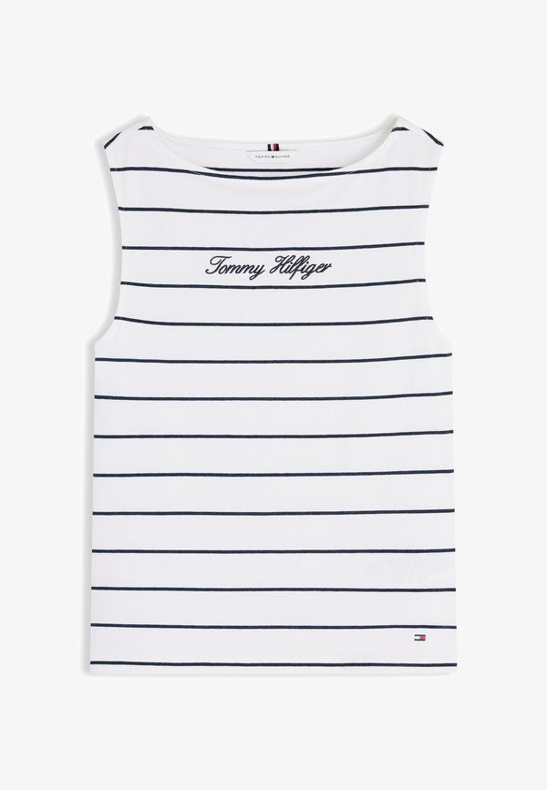 Tommy Hilfiger CLASSIC SCRIPT BOAT - Top - ecru / dark night navy