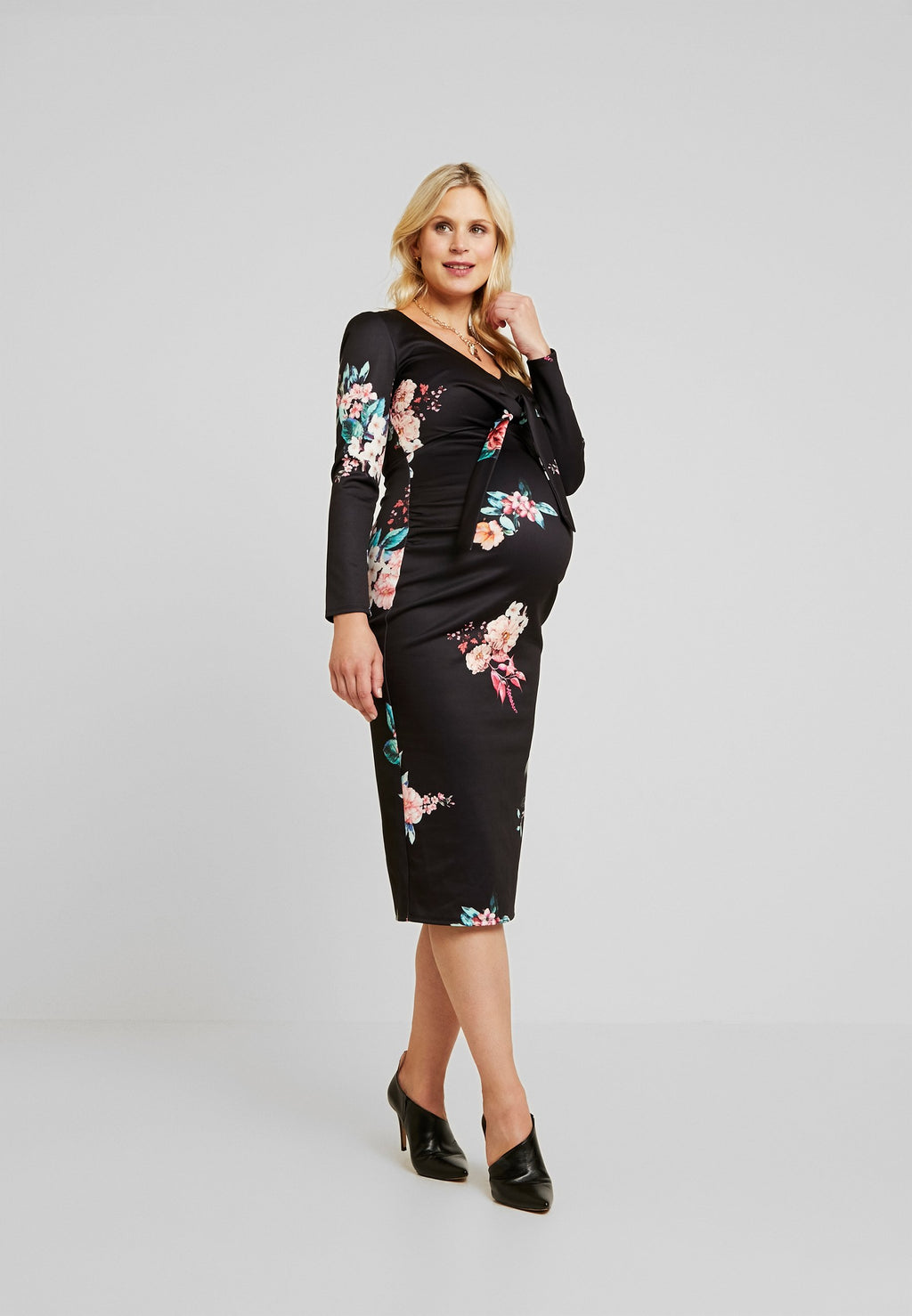 True Violet Maternity PLUNGE FRONT TIE BODYCON