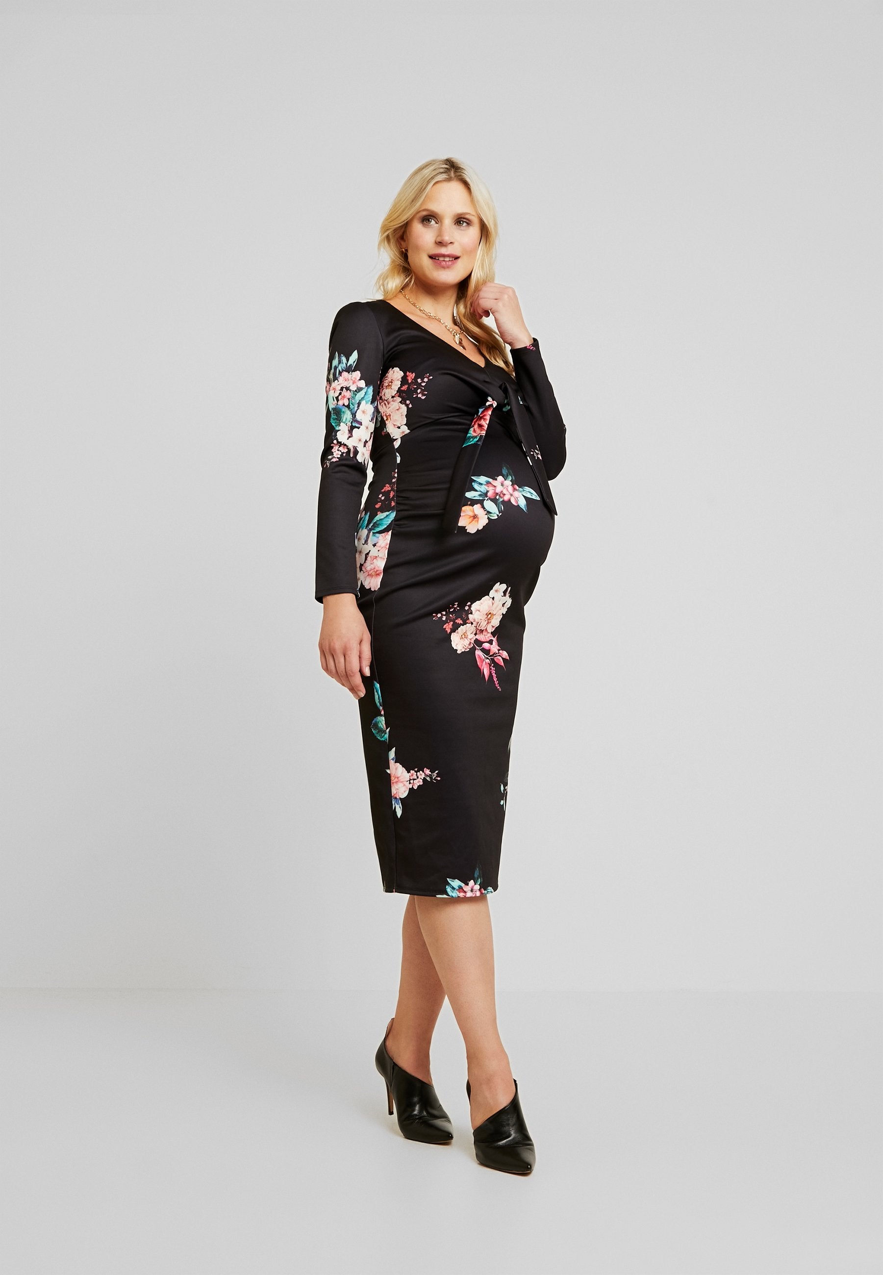 True Violet Maternity PLUNGE FRONT TIE BODYCON