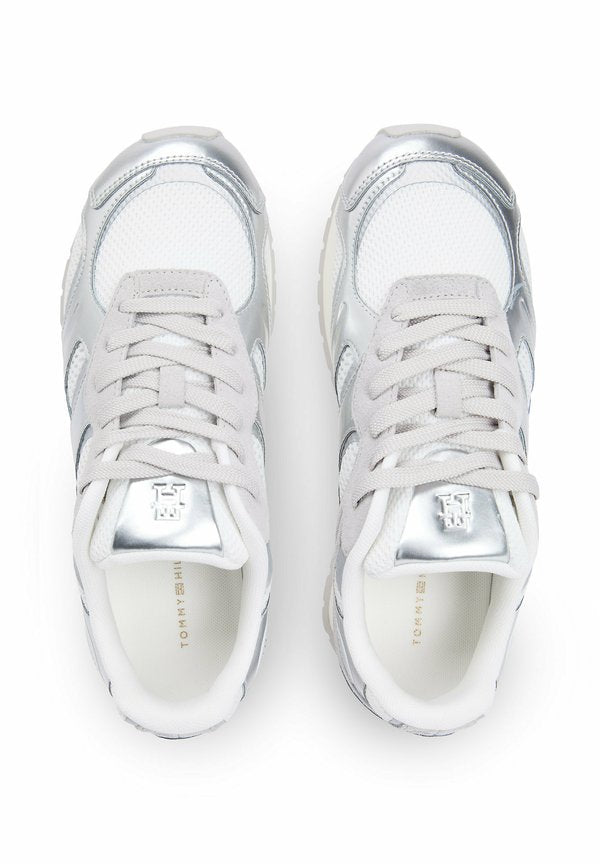 Tommy Hilfiger MIXED TEXTURE METALLIC TRAINERS WITH LEATHER