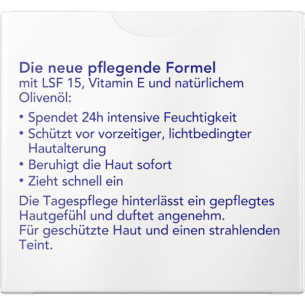 Tagescreme Olivenöl & Vitamin E LSF 15 Florena
