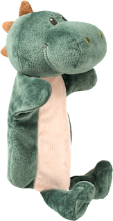 Handpuppe Dino, grün + beige fluffies