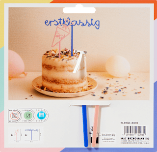 Cake Topper-Set aus Acryl, erstklassig/Schultüte, blau/peach (4x14,6x18,6 cm) folia