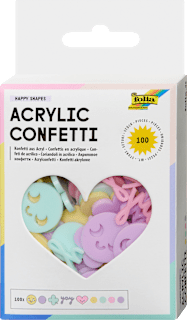 Streukonfetti-Mix aus Acryl, Smileys/Herzen/Konfetti, pastell (2,6x9x12 cm) folia