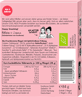Kindersnack Fruchtriegel Frucht-Creme Apfel-Erdbeere ab 3 Jahren (3x28 g) foodloose