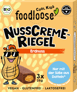 Kindersnack Nusscreme-Riegel Erdnuss, ab 3 Jahren (3x28 g) foodloose
