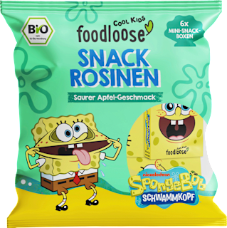 Kindersnack SpongeBob Rosinen saurer Apfel-Geschmack ab 3 Jahren (6x14 g) foodloose