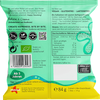Kindersnack SpongeBob Rosinen saurer Apfel-Geschmack ab 3 Jahren (6x14 g) foodloose