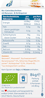 Babysnack Knusper-Schnitte Banane & Kürbis ab dem 8. Monat, 6x14g Freche Freunde