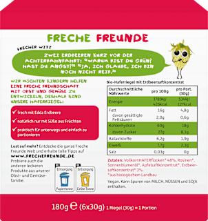 Fruchtriegel Hafer Erdbeere, ab 3 Jahren, (6x30 g) Freche Freunde