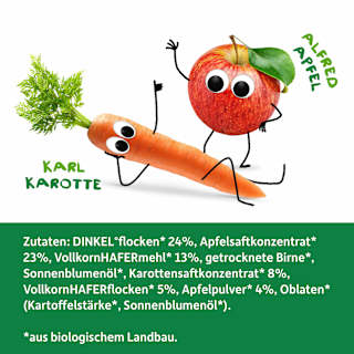 Fruchtriegel mit Getreide Apfel Karotte ab 1 Jahr, (4x23 g) Freche Freunde