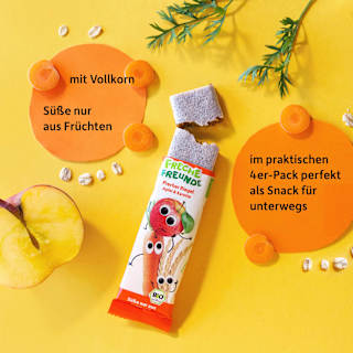 Fruchtriegel mit Getreide Apfel Karotte ab 1 Jahr, (4x23 g) Freche Freunde