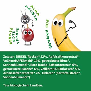 Fruchtriegel mit Getreide Rote Traube, Banane & Aronia ab 3 Jahren, (4x23 g) Freche Freunde