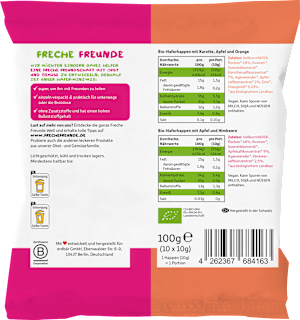 Kindersnack Hafer-Mini Mix Karotte, Apfel, Orange & Apfel, Himbeere ab 3 Jahren Freche Freunde