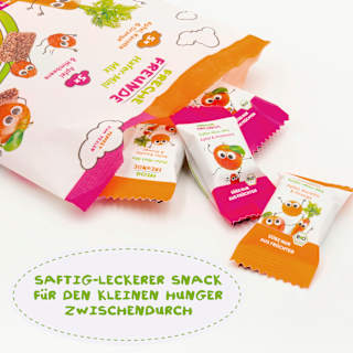Kindersnack Hafer-Mini Mix Karotte, Apfel, Orange & Apfel, Himbeere ab 3 Jahren Freche Freunde