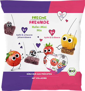 Kindersnack Hafer-Mini Mix mit Apfel & Beere, ab 3 Jahren Freche Freunde