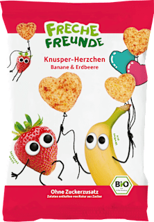 Kindersnack Knusper-Herzchen Banane & Erdbeere, ab 1 Jahr  Freche Freunde