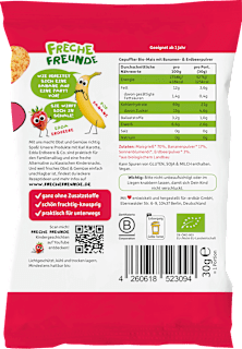 Kindersnack Knusper-Herzchen Banane & Erdbeere, ab 1 Jahr  Freche Freunde