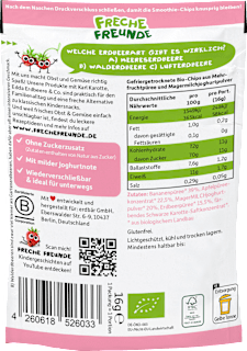 Kindersnack Smoothie-Chips Banane Apfel Erdbeere mit Joghurt, ab 3 Jahren Freche Freunde