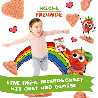 Kindersnack Waffel-Herzchen Apfel-Erdbeere, ab 1 Jahr Freche Freunde