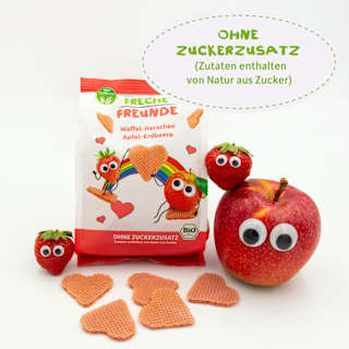 Kindersnack Waffel-Herzchen Apfel-Erdbeere, ab 1 Jahr Freche Freunde