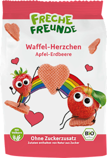 Kindersnack Waffel-Herzchen Apfel-Erdbeere, ab 1 Jahr Freche Freunde