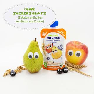 Quetschie Apfel, Birne, Blaubeere mit Dreikorn ab 6 Monaten  Freche Freunde