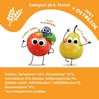 Quetschie Apfel, Birne, Blaubeere mit Dreikorn ab 6 Monaten  Freche Freunde