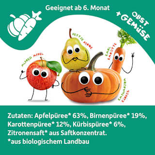 Quetschie Apfel, Birne, Karotte & Kürbis ab 6 Monaten Freche Freunde