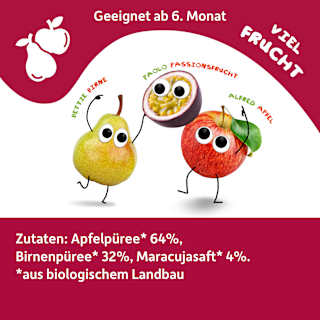 Quetschie Apfel, Birne & Maracuja, ab  6 Monaten Freche Freunde