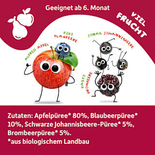 Quetschie Apfel, Blaubeere, Johannisbeere & Brombeere ab 6 Monaten Freche Freunde