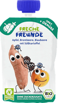 Quetschie Apfel, Brombeere, Blaubeere mit Süßkartoffel ab dem 6. Monat Freche Freunde