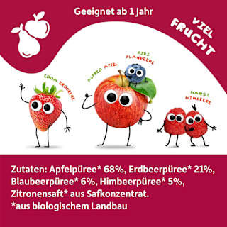 Quetschie Apfel, Erdbeere, Blaubeere & Himbeere ab 6. Monat Freche Freunde