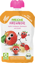 Quetschie Apfel, Erdbeere, Himbeere mit Grieß, ab 6 Monaten  Freche Freunde