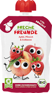 Quetschie Apfel, Pfirsich & Erdbeere ab 6 Monaten Freche Freunde