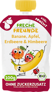 Quetschie Banane, Apfel, Erdbeere & Himbeere ab 6 Monaten  Freche Freunde