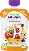 Quetschie Banane, Apfel, Himbeere, Blaubeere mit Hafer ab 6 Monaten  Freche Freunde