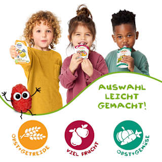 Quetschie Joghurt, Banane, Erdbeere, Apfel & Himbeere, ​ab 10 Monate Freche Freunde