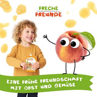 Quetschie Pfirsich, Apfel, Banane mit Hafer ab 6 Monaten  Freche Freunde