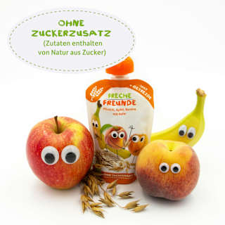 Quetschie Pfirsich, Apfel, Banane mit Hafer ab 6 Monaten  Freche Freunde