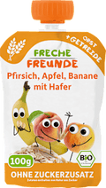Quetschie Pfirsich, Apfel, Banane mit Hafer ab 6 Monaten  Freche Freunde