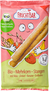 Babysnack Mehrkorn-Stangen mit Mais, Dinkel, Banane & Erdbeere ab 8 Monaten FruchtBar